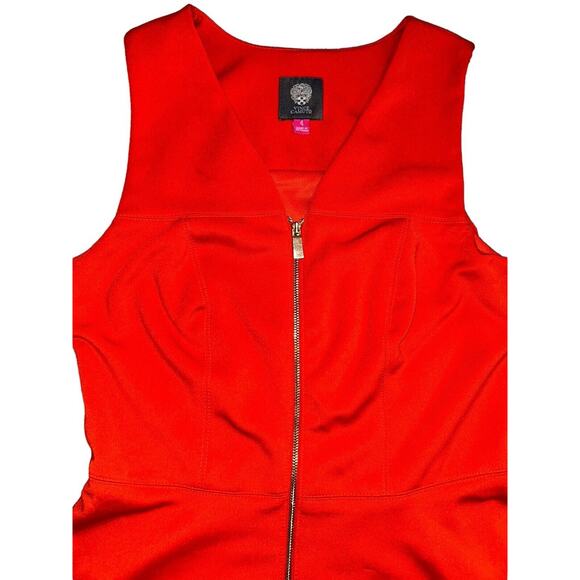 Vince‎ Camuto Orange Sleeveless Full Zip Dress Size 4 Polyester & Spandex Euc - Picture 10 of 11